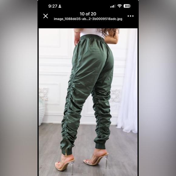 SurelyMine Fit windbreaker Green Ruched Jogger Pants - Picture 4 of 6